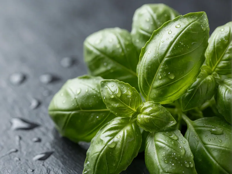 Fresh basil at Woodside Pizza, Woodside NY