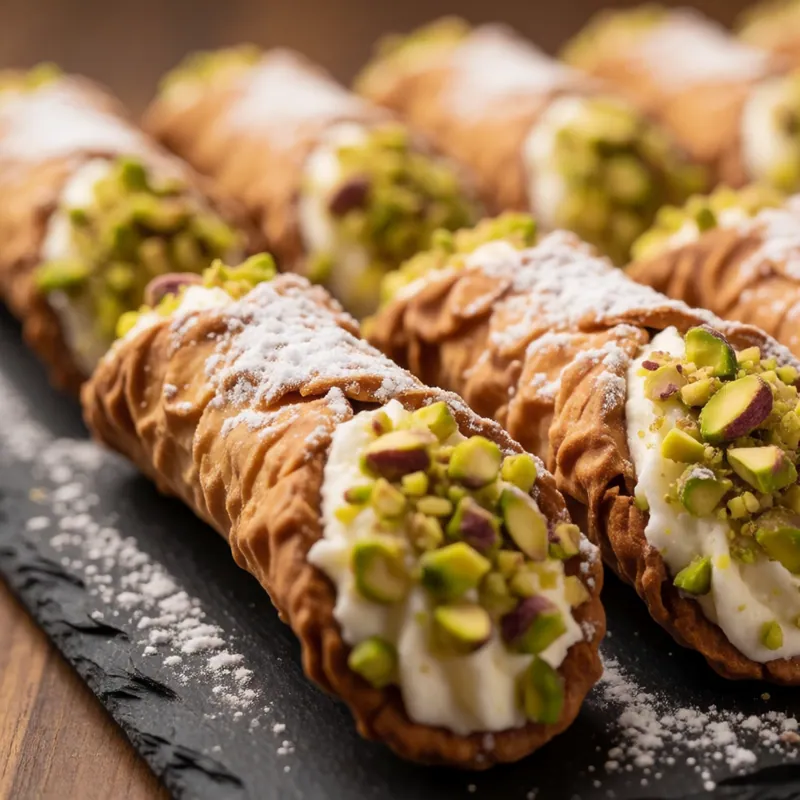 Freshly filled cannoli at Woodside Pizza, Woodside NY