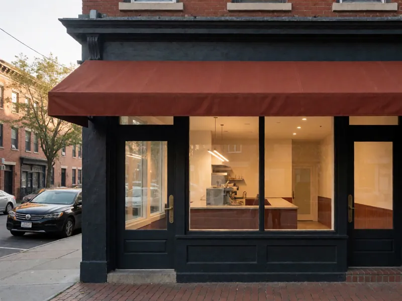 The shopfront of Woodside Pizza on 61st Street in Woodside, New York