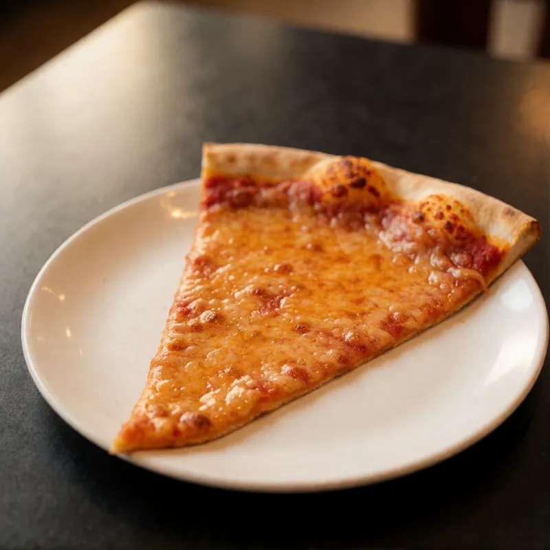 A New York slice at Woodside Pizza in Woodside, New York