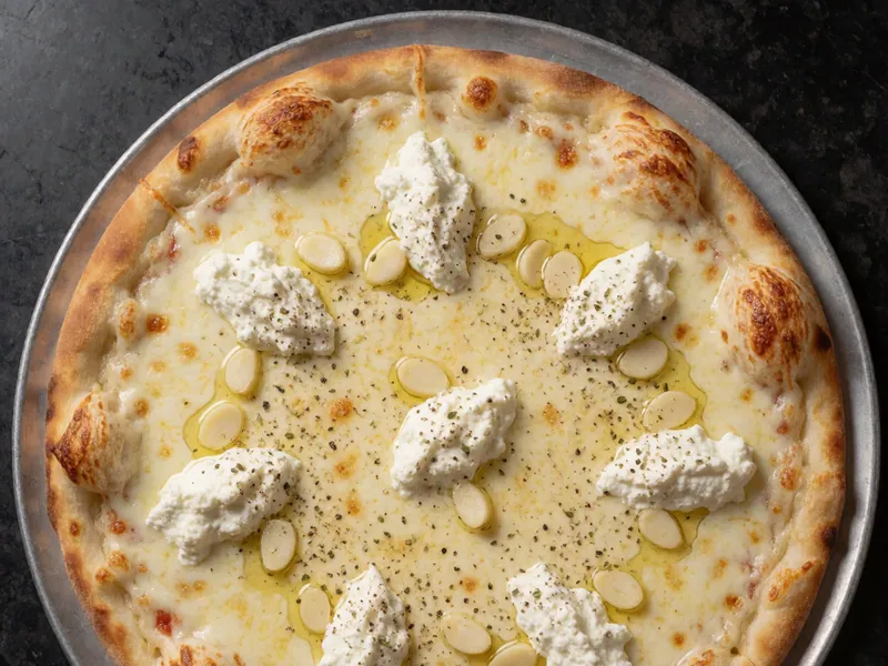 White Pizza at Woodside Pizza in Woodside, New York
