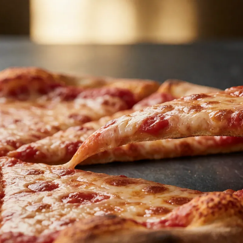 A New York slice lifted from a whole pie at Woodside Pizza, Woodside NY